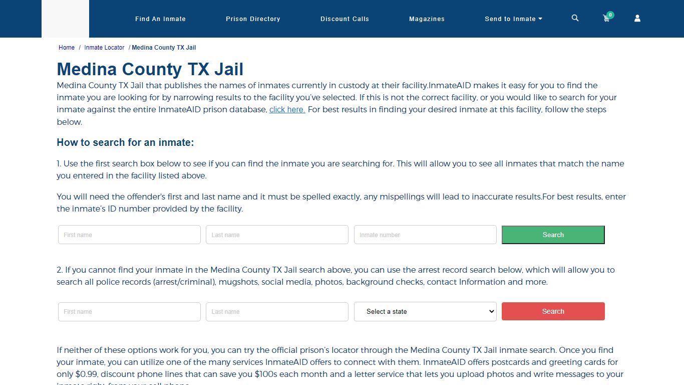 Medina County TX Jail - InmateAid